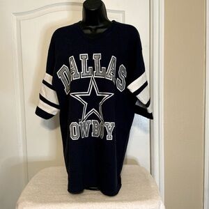 Vintage 1990 Logo 7 Dallas Cowboys Shirt Single Stitch Large Blue NFL USA Made